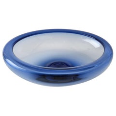 Glass Bowl by Holmegaard, Denmark, C 1960, Light Blue Color, Large, Round Bowl