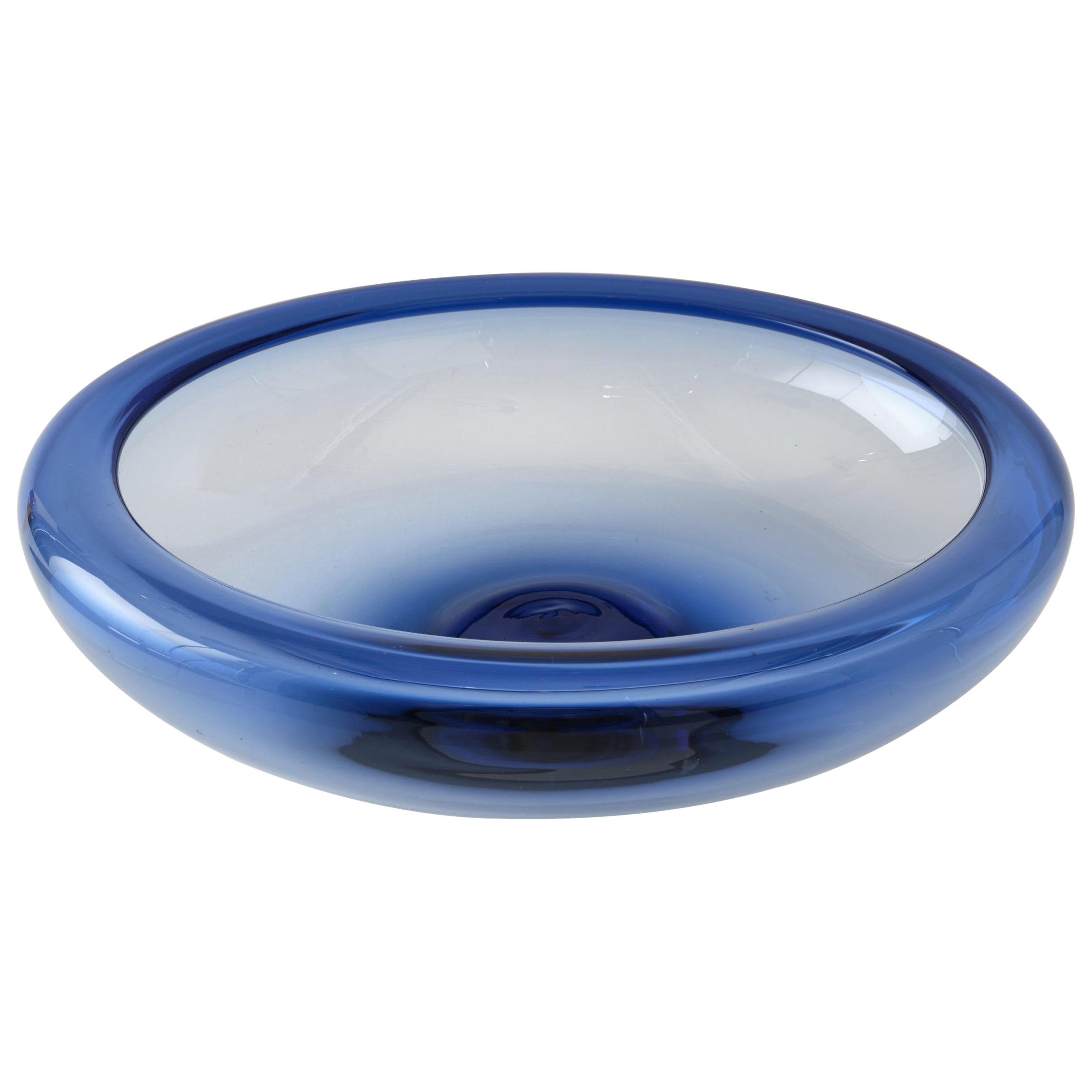 Bowl by Holmegaard, Denmark, Light Blue Glass, Round Large Shape, C 1960 For Sale