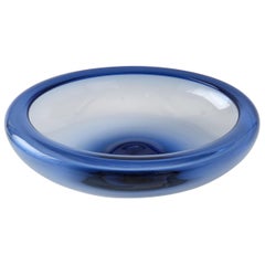 Vintage Bowl by Holmegaard, Denmark, Light Blue Glass, Round Large Shape, C 1960