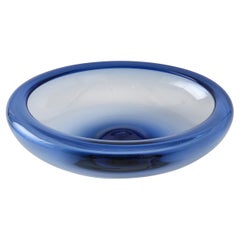 Bowl by Holmegaard, Denmark, C 1960, Round Large Shape, Light Blue Glass Color