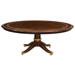 Used Walnut & Oak Dining Table with Inlays, gilded bronze ring, after George Bullock