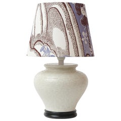 Retro handmade Italian ceramic table lamp shade in vintage Josef Frank textile
