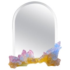 Daum French Crystal Pate-de-Verre Glass Vanity Table MIrror