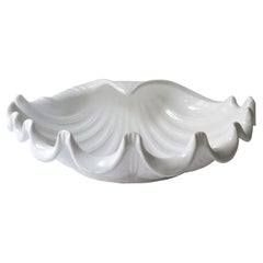 Vintage Italian White Ceramic Seashell Clam Shell Centerpiece Bowl