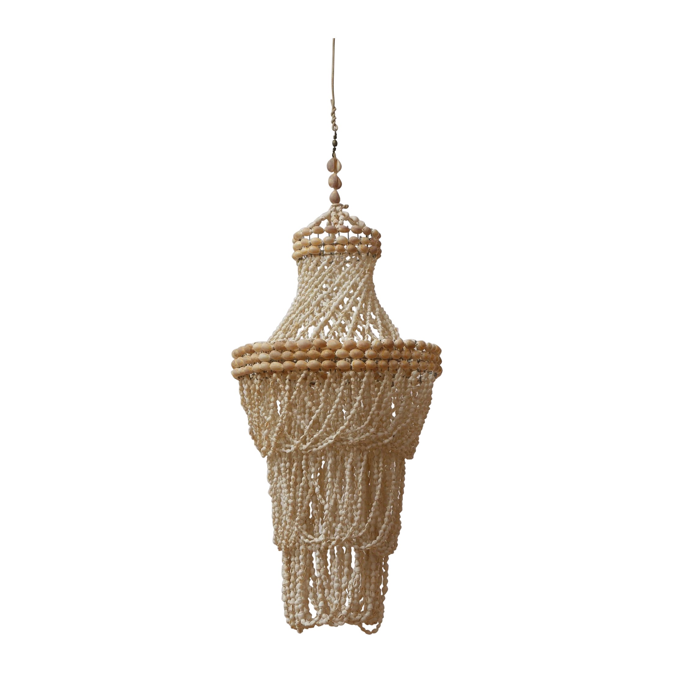 1970s chandelier in strings of natural shells