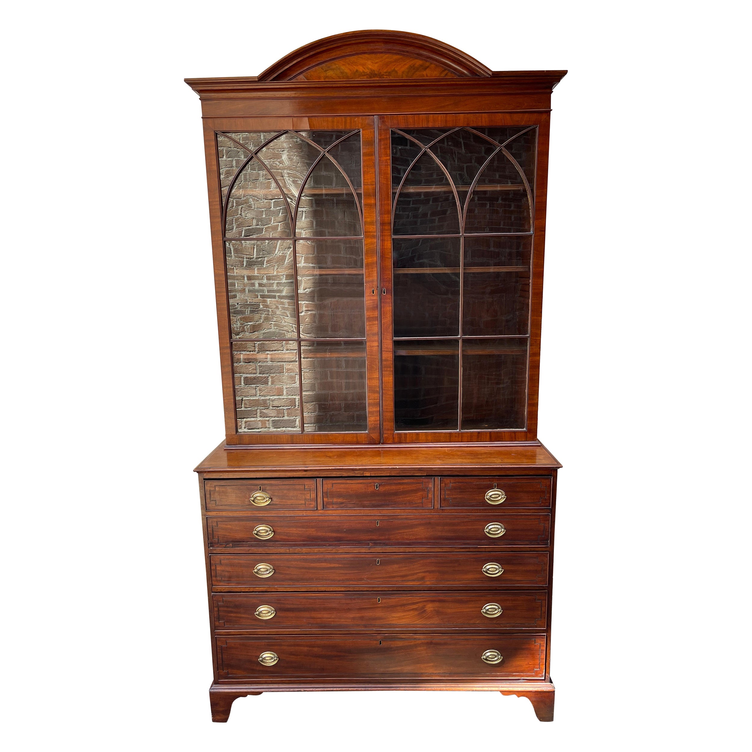 English mahogany secretary with fitted interior early 19th century  For Sale