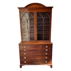 Antique English mahogany secretary with fitted interior early 19th century 
