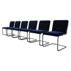 Set of Six Stainless Steel Cantilever Dining Chairs by Brueton, 1980s