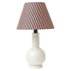 Retro Heavy Danish midcentury table lamp in white rifled porcelain