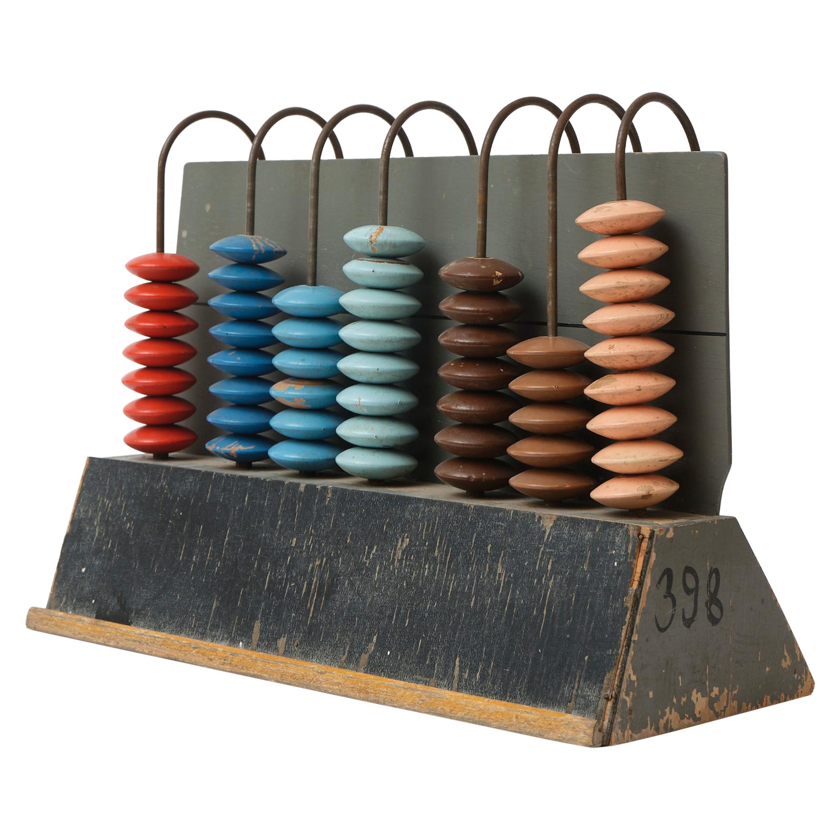 Big vintage handmade Czech abacus in amazing colors and great patina For Sale