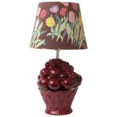 1970s porcelain table lamp in the shape of a fruit bowl
