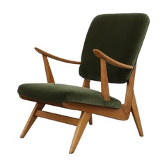 WeBe attributed Lounge Chair in Green Velvet