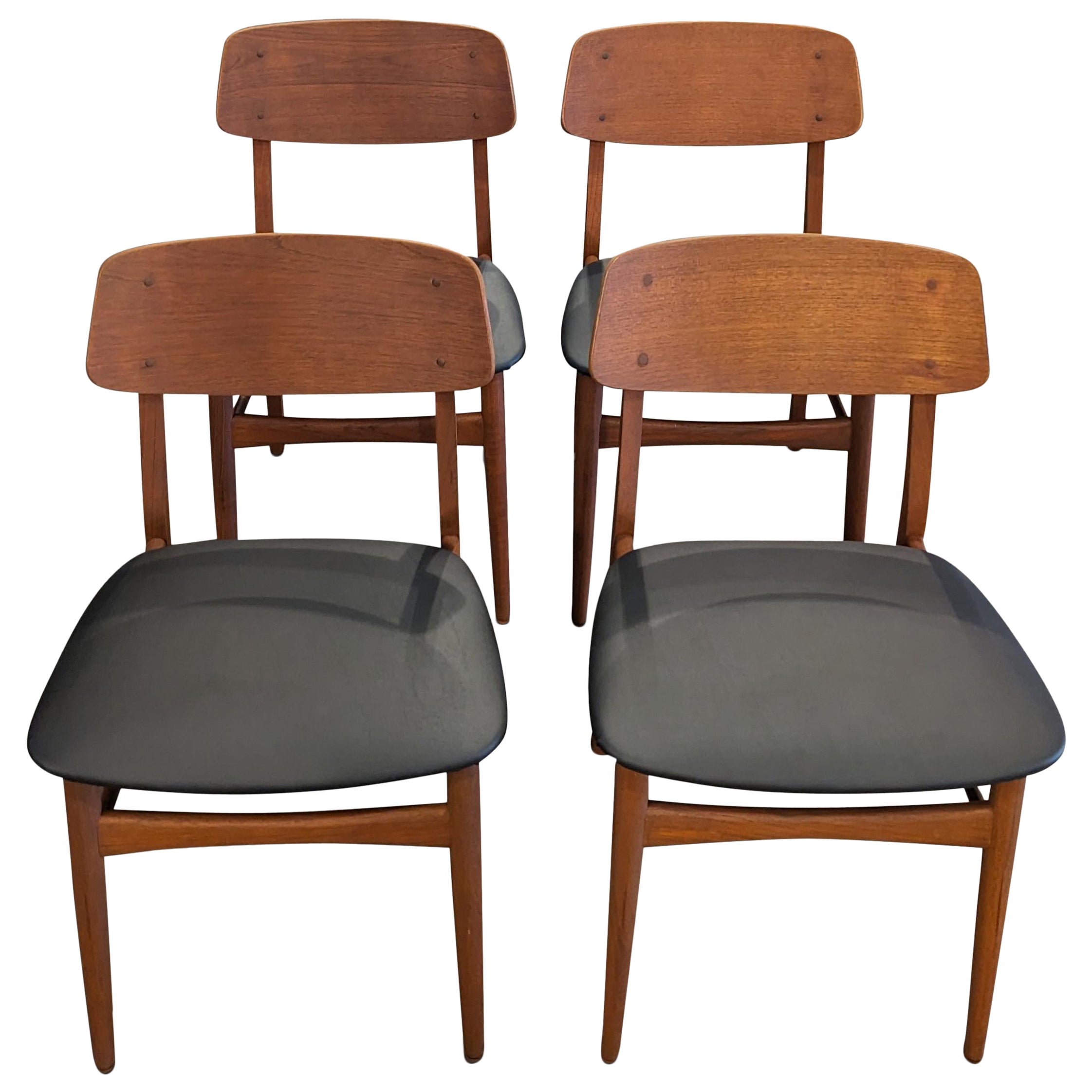 Vintage Danish Mid Century 4 Teak Chairs Ostfyns Mobellager - 072332