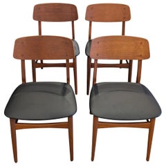 Vintage Danish Mid Century 4 Teak Chairs Ostfyns Mobellager - 072332