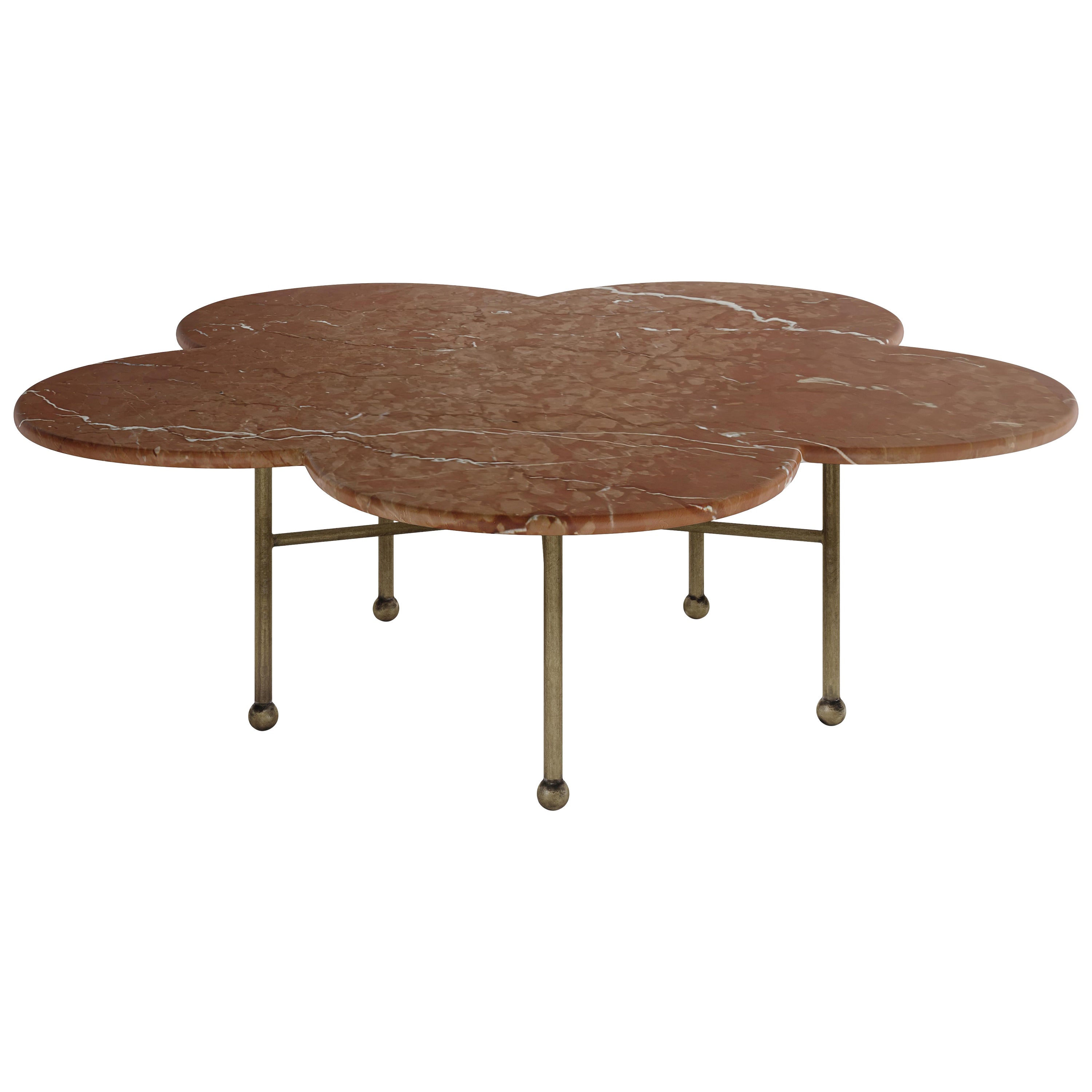 Archer Coffee Table in Rojo Marble & Brass by August Abode