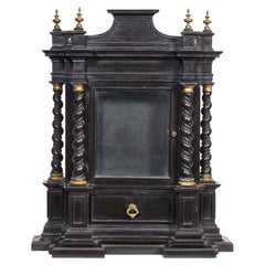 An early 18th century Florentine Ebonized Wood Aedicule Case