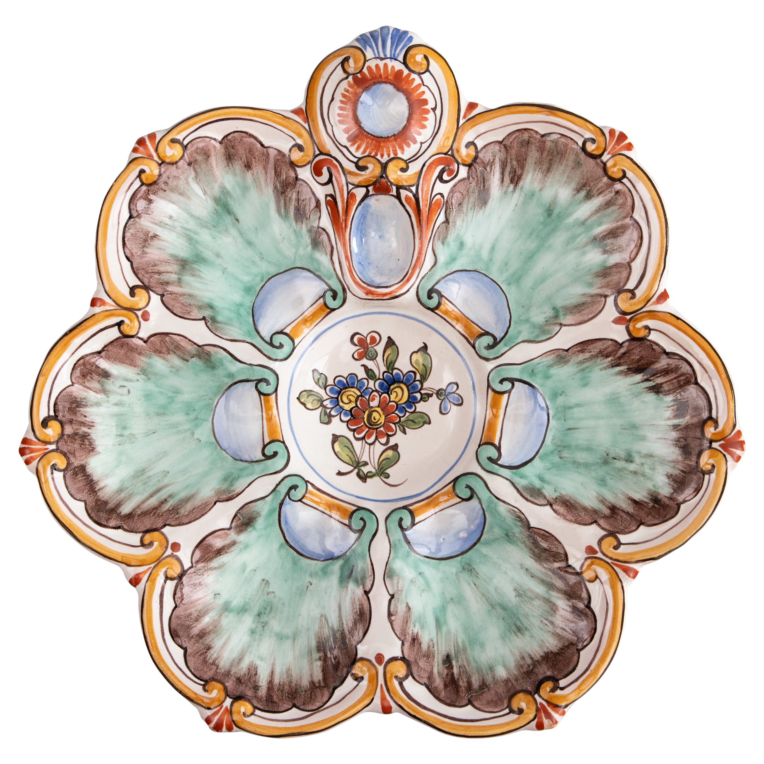 Antique French Faience Saint Clement Oyster Plate, Circa 1890