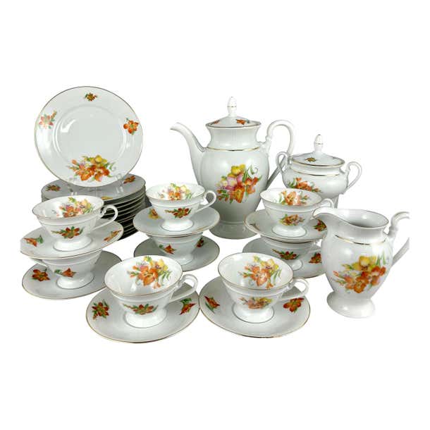 Vintage Tea Coffee Set Edelstein Bavaria Ramona Collection For Sale at ...