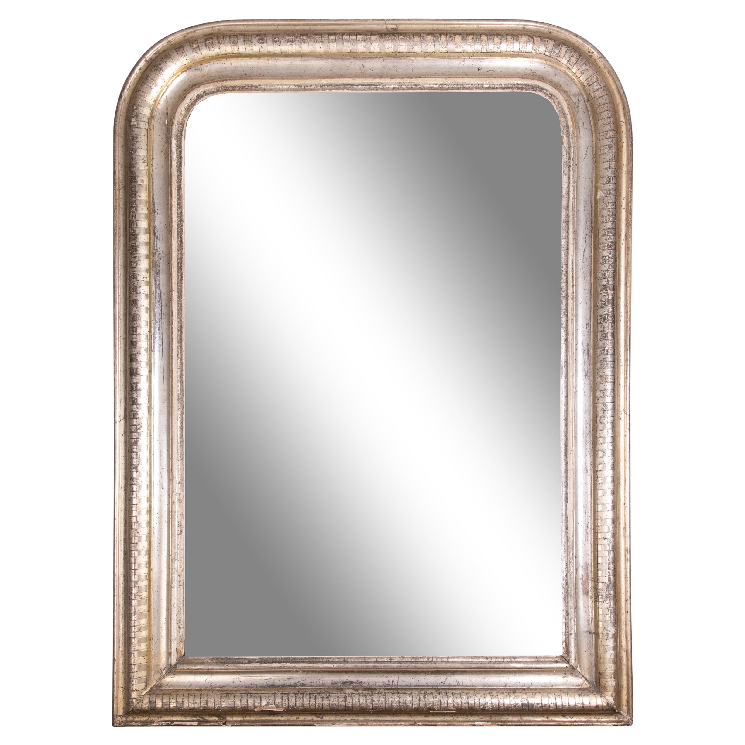 19th Century French Louis Philippe Silver Gilded Mirror For Sale