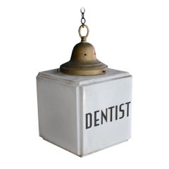 Early -20th Century English dentist trade sign advertising glass light  