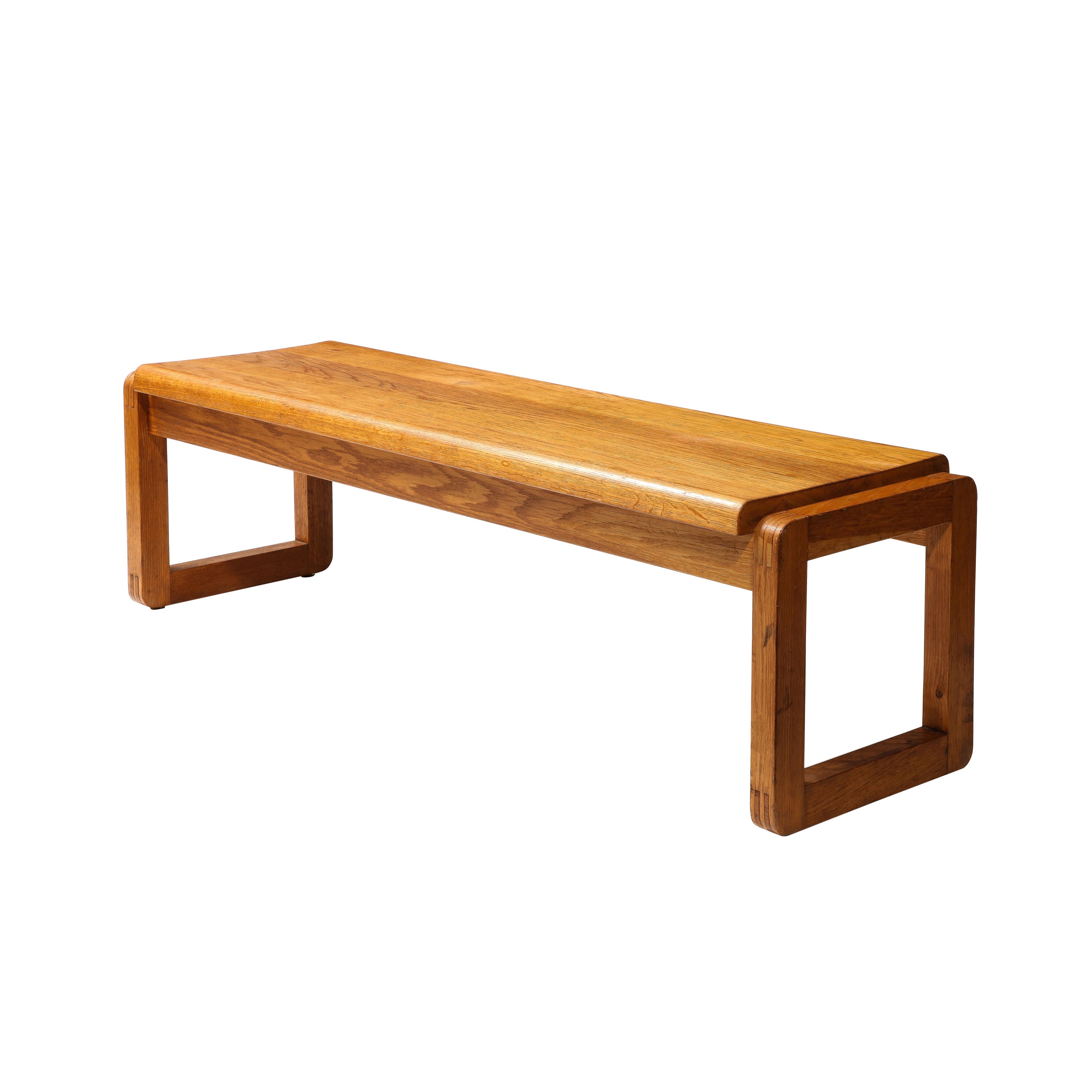 Minimalist Solid Oak Bench in style of Guillerme & Chambron  - Netherlands 1970s For Sale