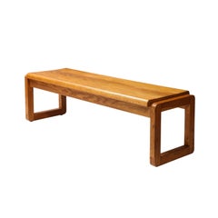 Minimalist Solid Oak Bench in style of Guillerme & Chambron  - Netherlands 1970s