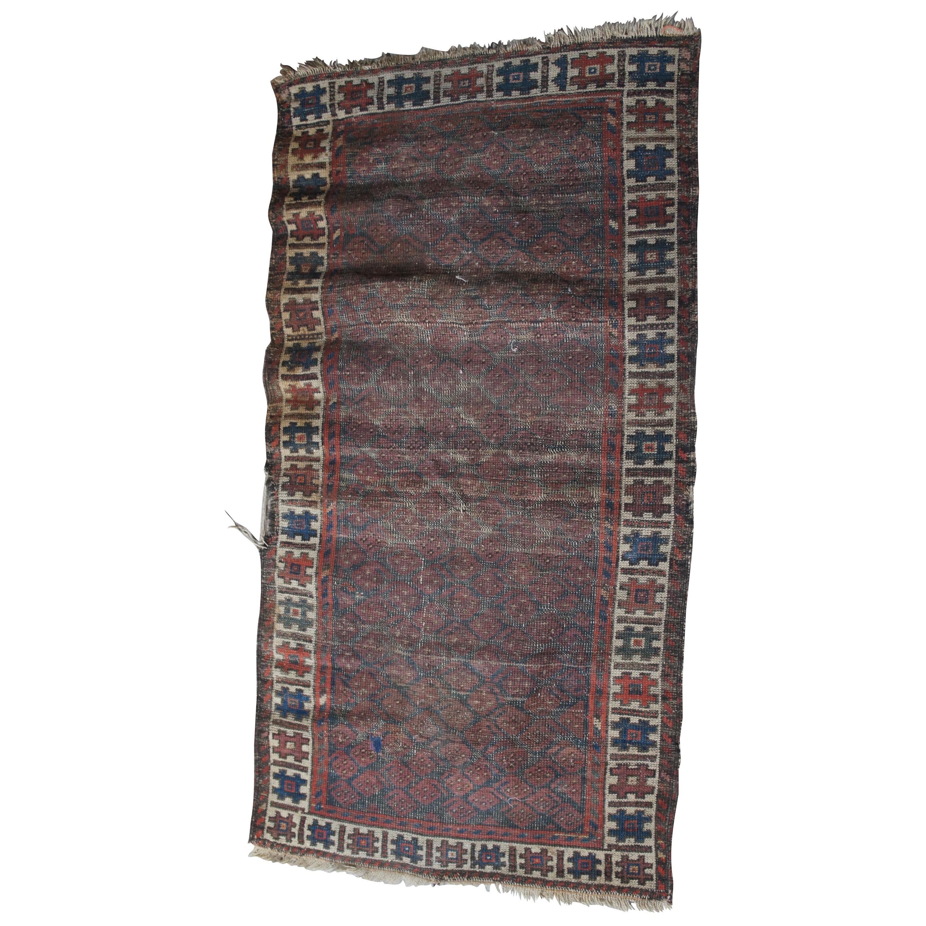 Antique NE Persian Tribal Hand Woven Wool Geometric Baluch Tent Prayer ...