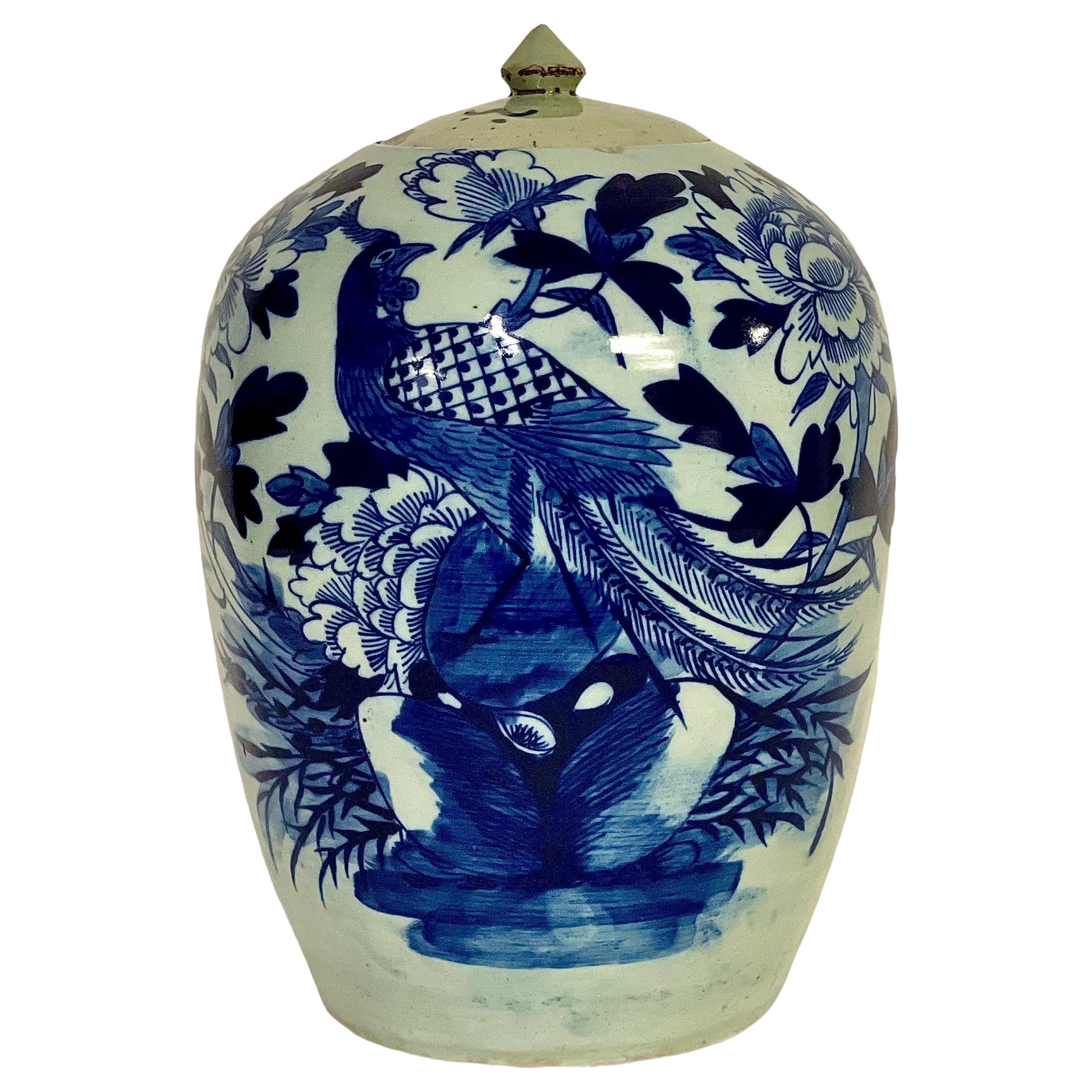 Grand pot à gingembre vintage en porcelaine chinoise 