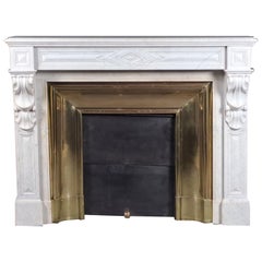 Napoleon III Fireplace With Modillions In White Carrara Marble
