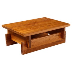 Vintage Maison Regain Elm Coffee Table, France 1960s