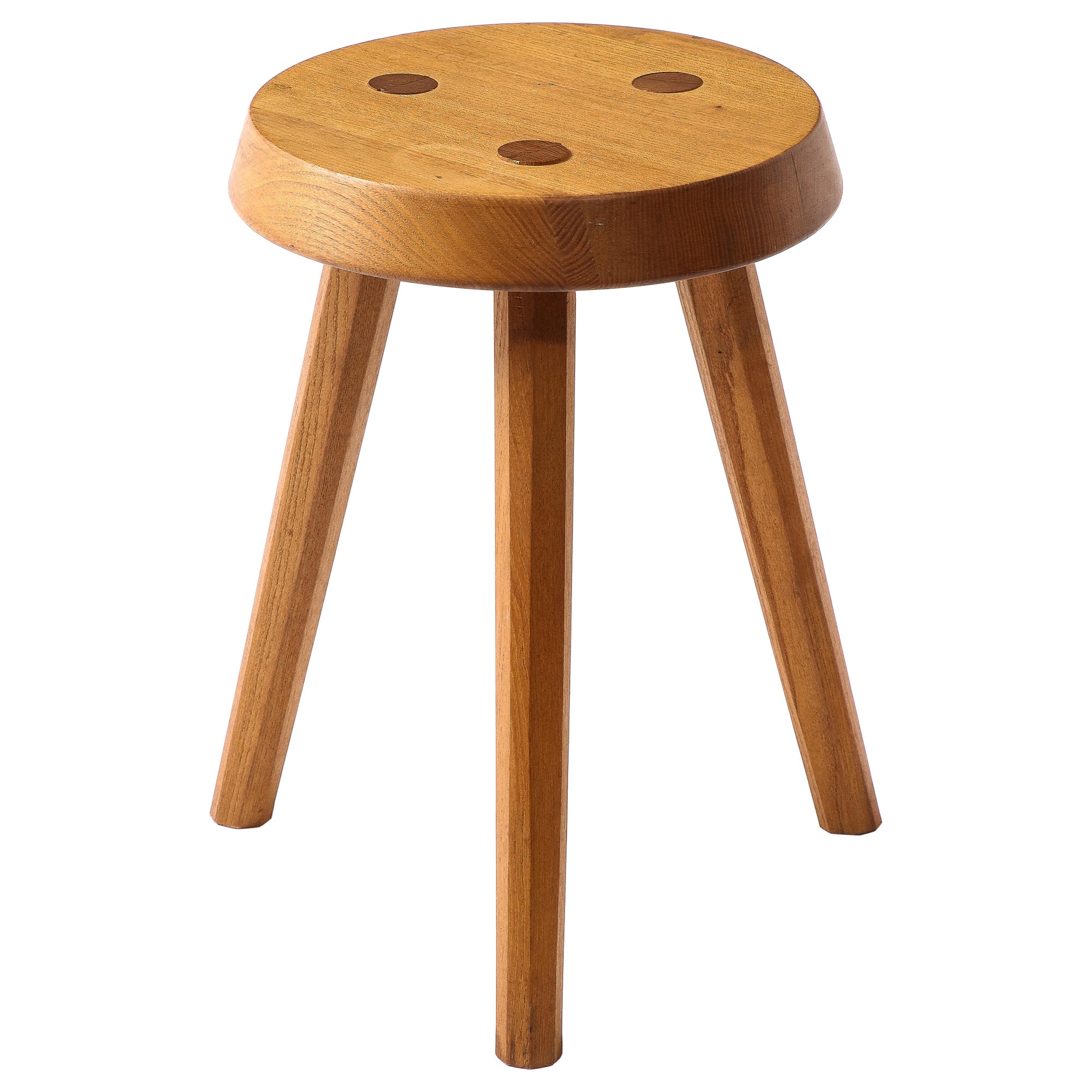 Tabouret tripode à la manière de Perriand, France années 1950