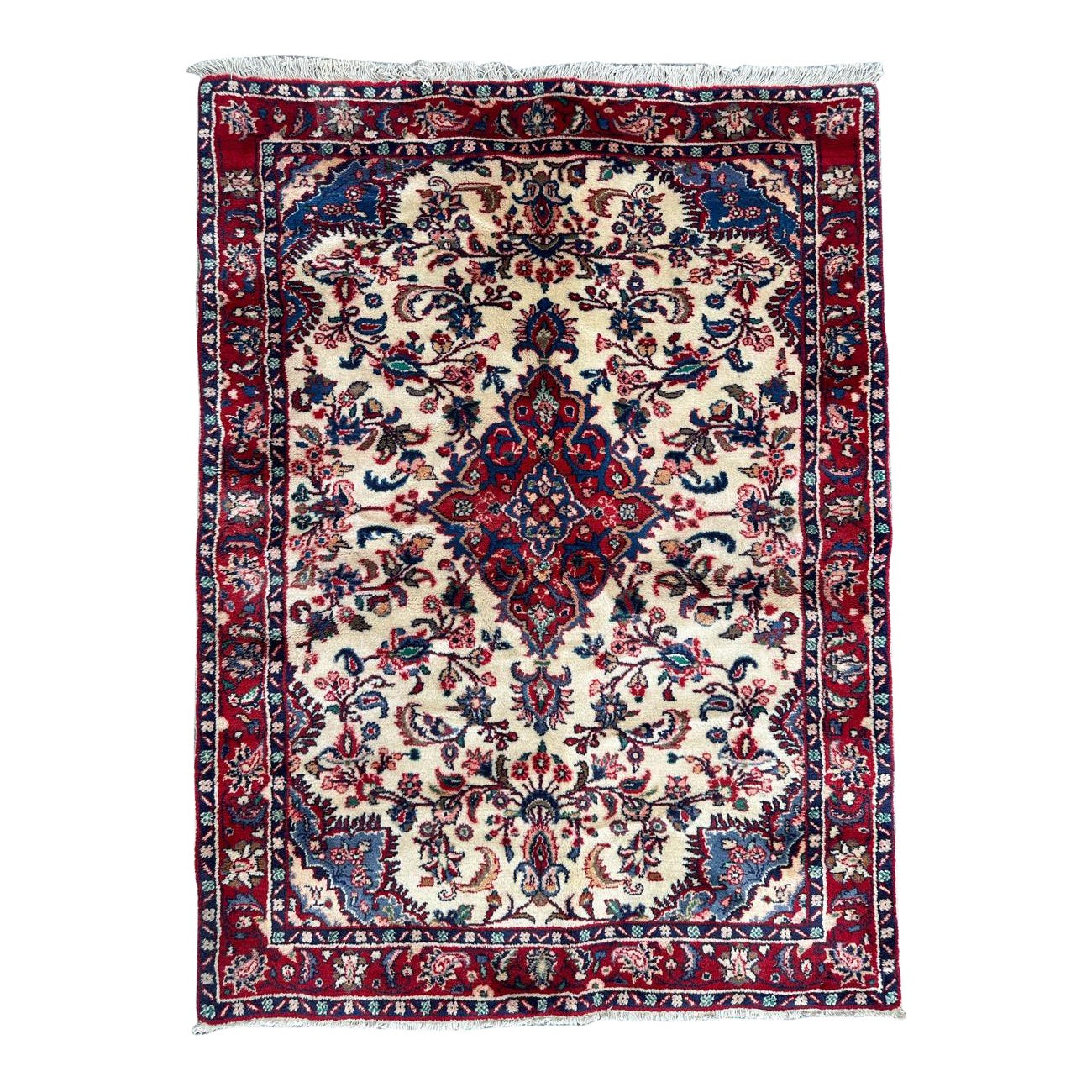 Bobyrug’s Nice vintage Najaf Abad rug  For Sale