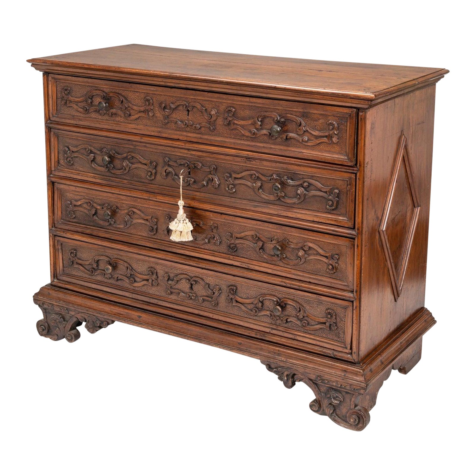 Antique Walnut Belgium Chest of Drawers  For Sale