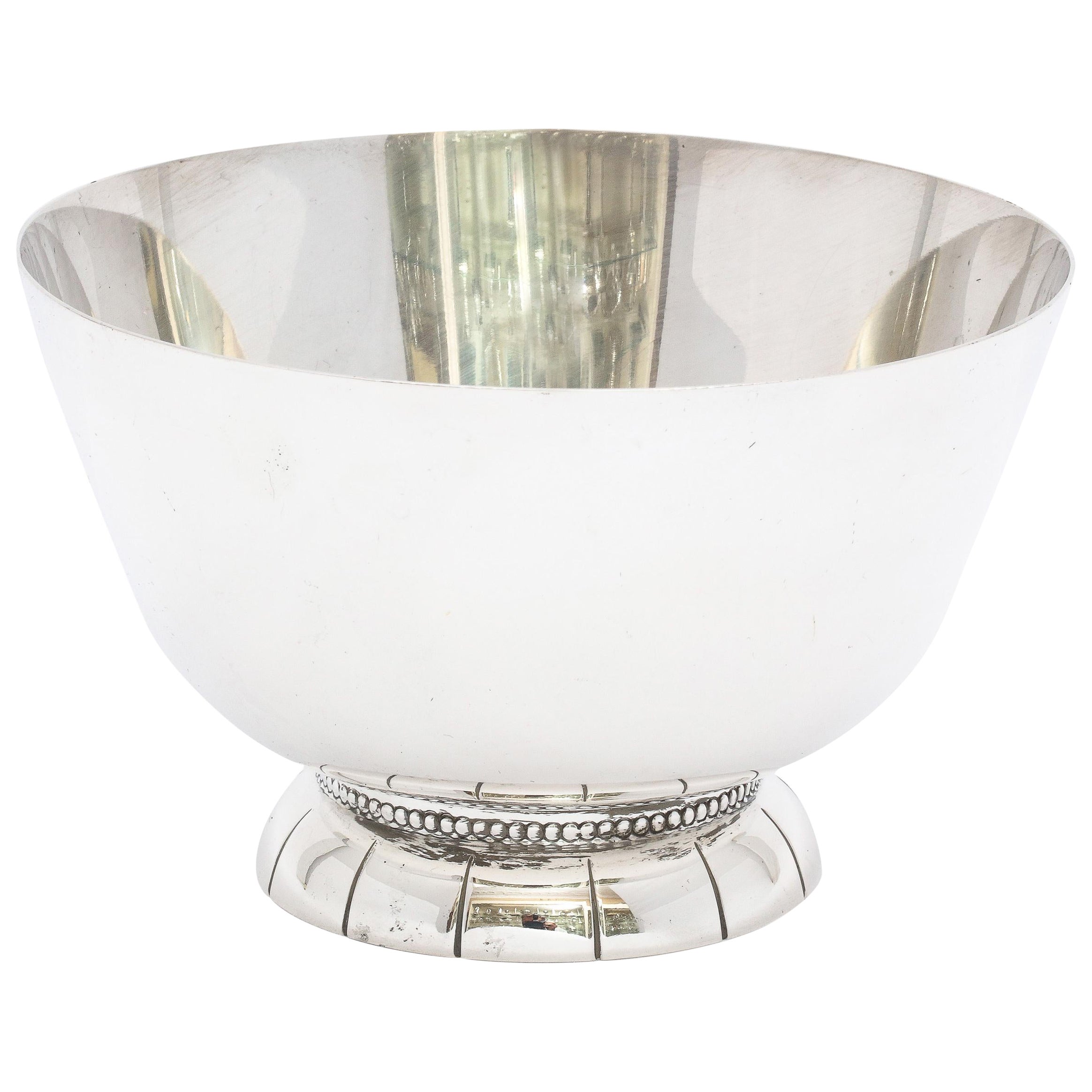 Mid-Century Modern Sterling Silver Serving Bowl on Raised Base For Sale