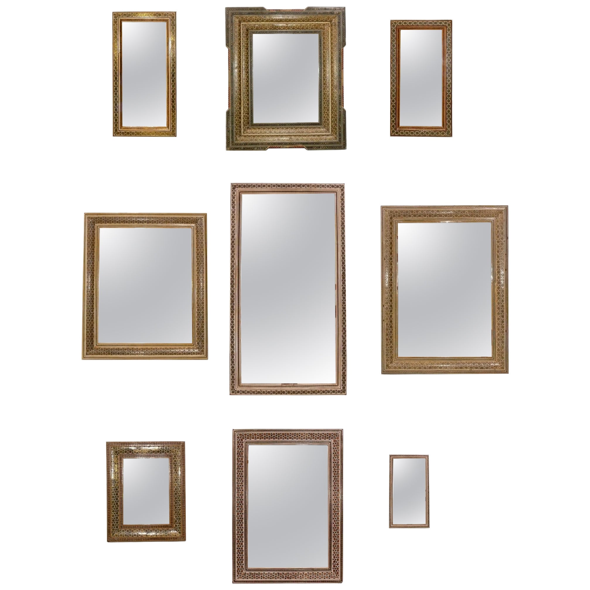 Collection of Hand Inlaid Moroccan Mirrors - Set of Nine