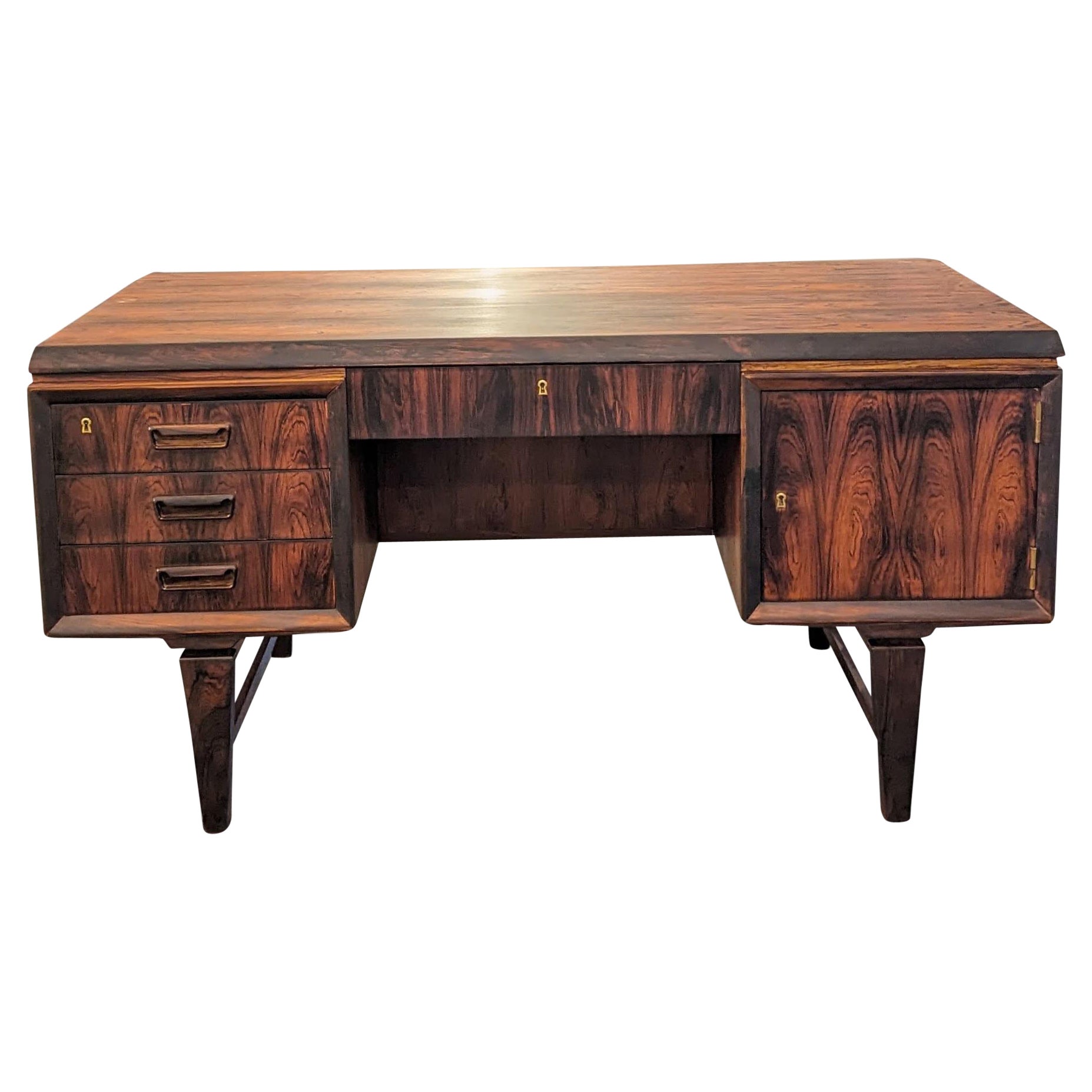 Vintage Danish Mid Century Large Rosewood Desk - 072315 For Sale