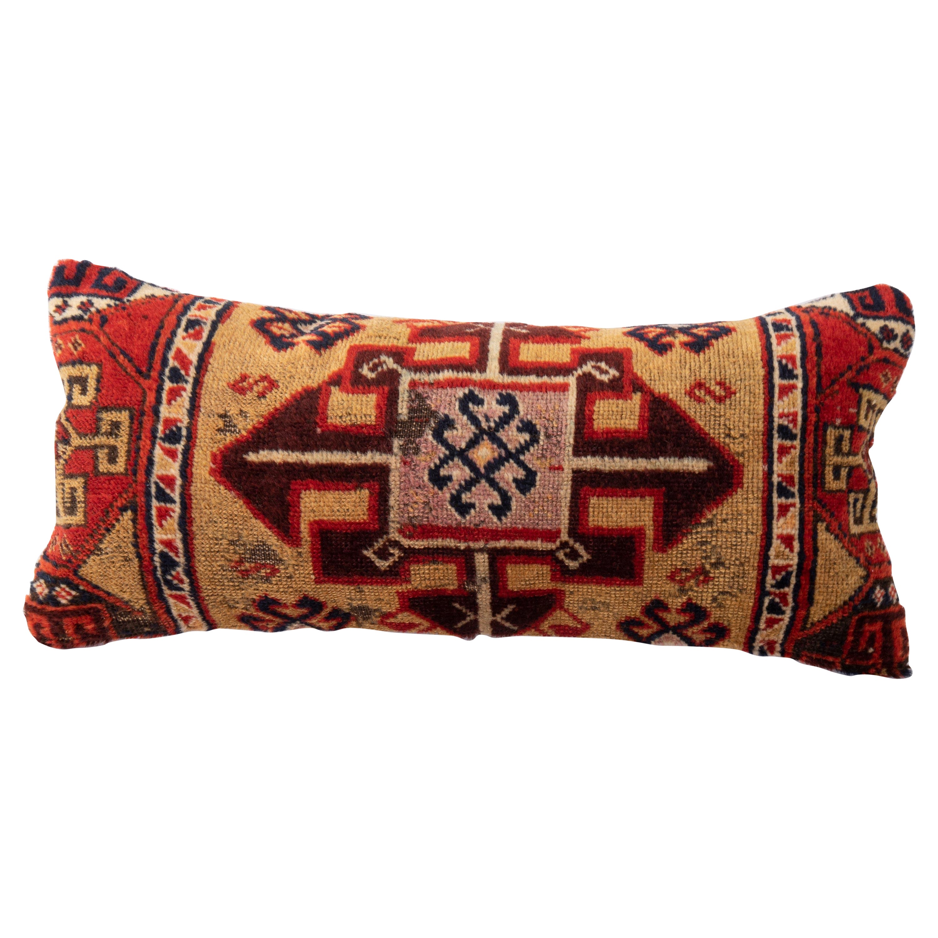 Pillow Cover Made from an Eastern Anatolian Antique Rug Fragment, 19th Century For Sale