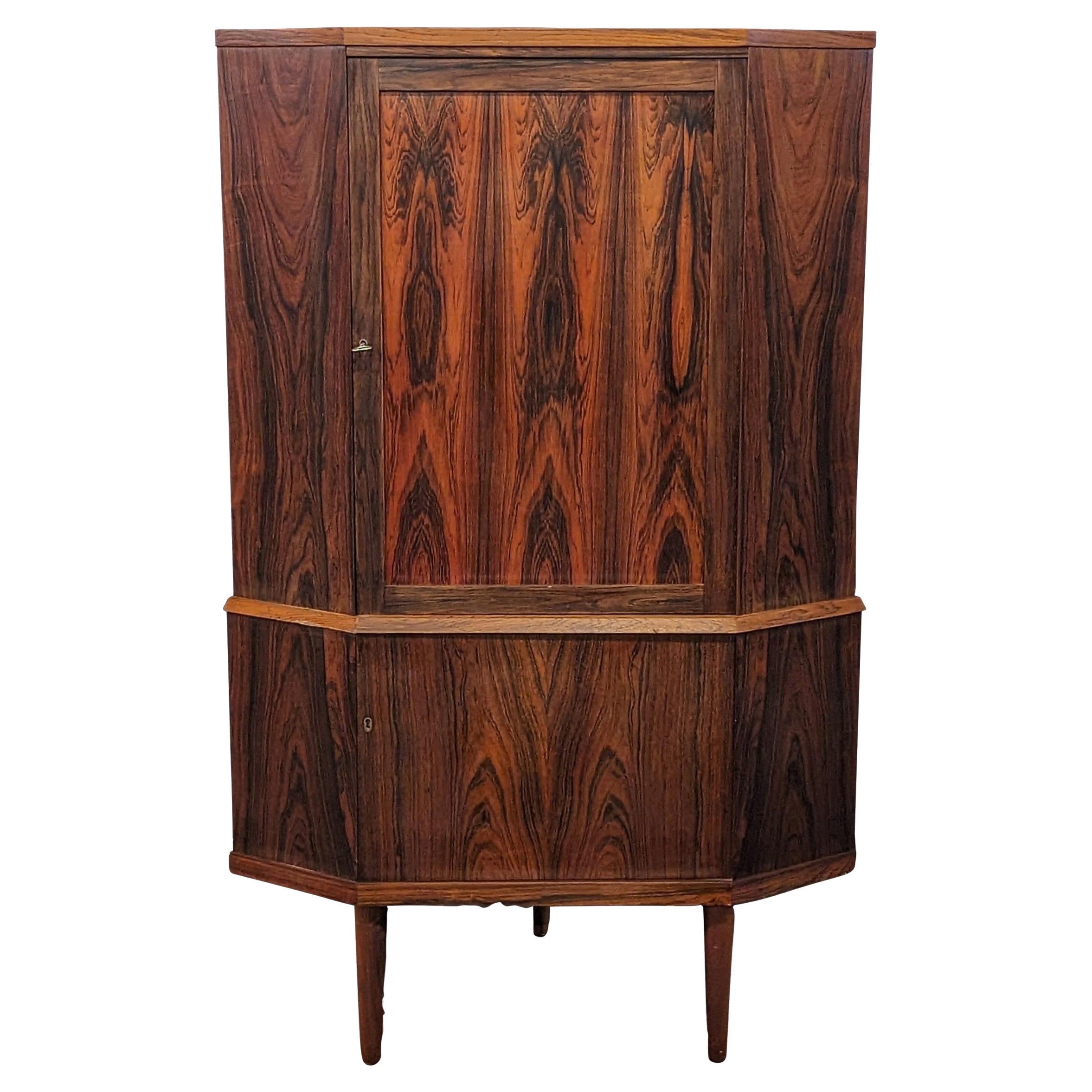 Vintage Danish Mid Century Rosewood Corner Cabinet - 072311