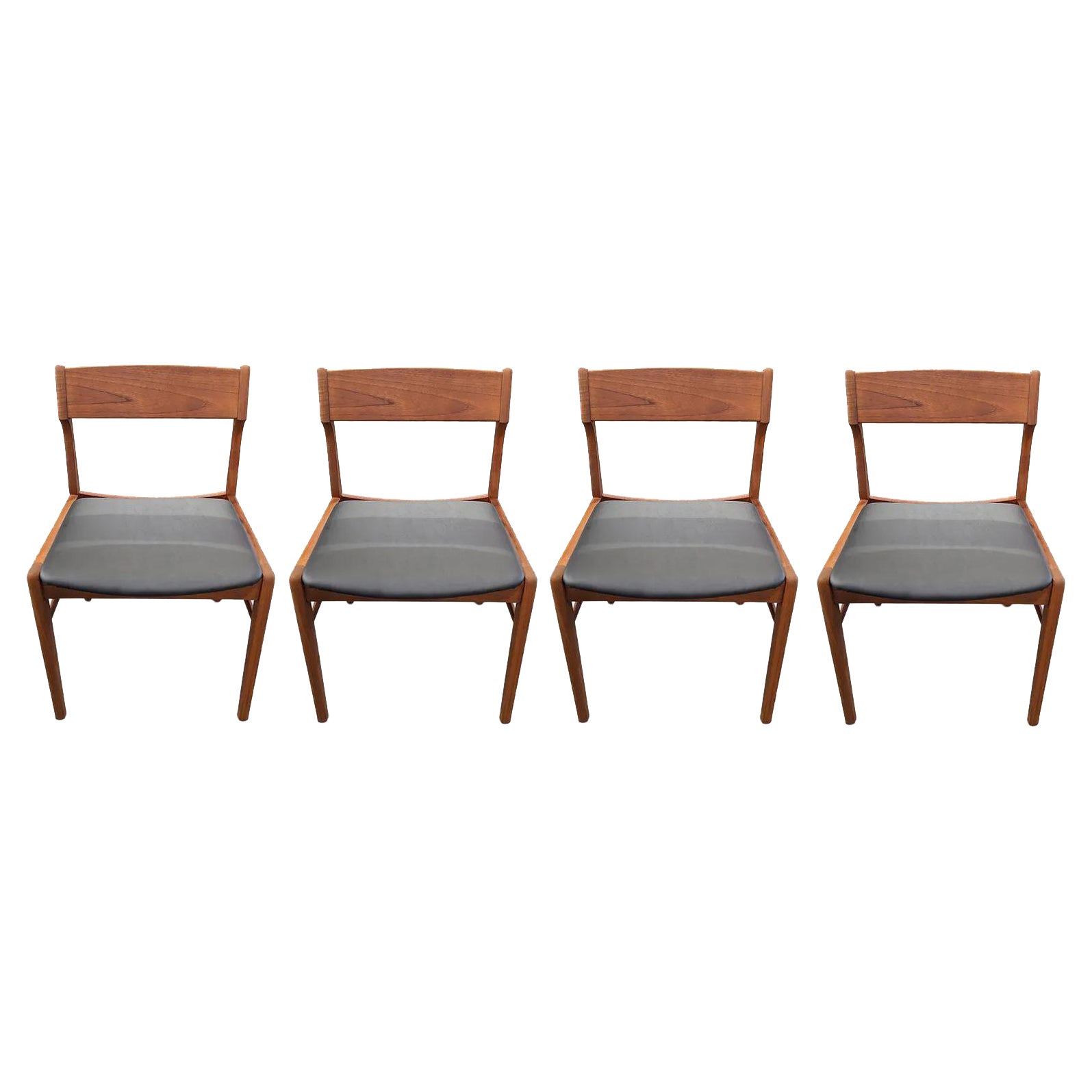 4 Vintage Danish Mid Century Teak Dining Chairs - 072307