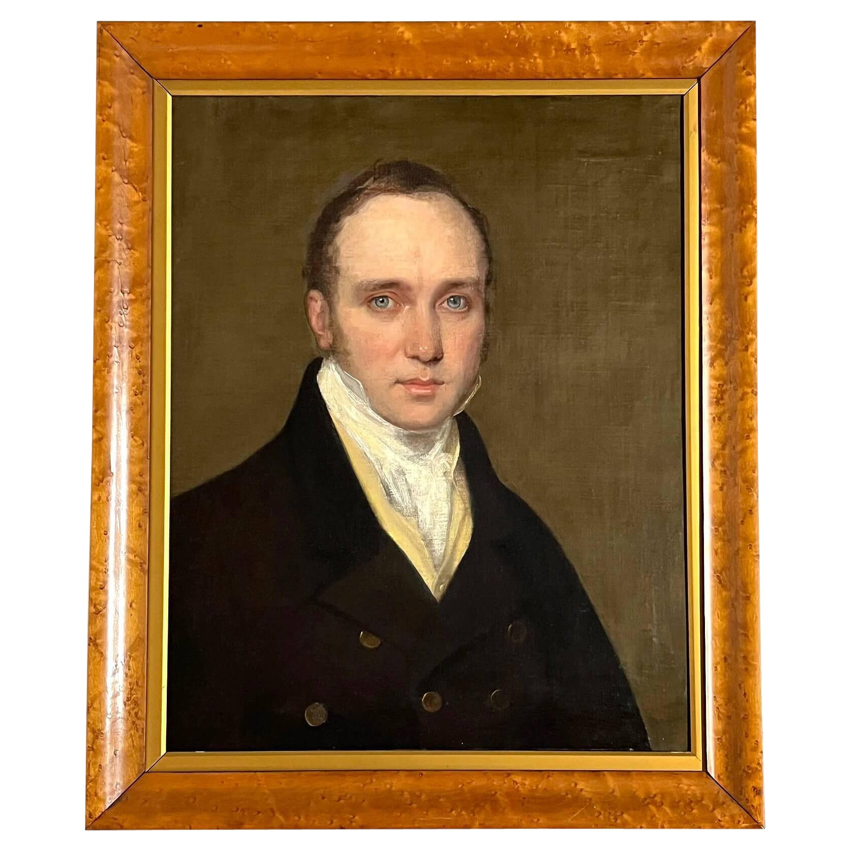 Portrait d'un gentleman aux yeux bleus et perçants, école de Raeburn, vers 1820 en vente