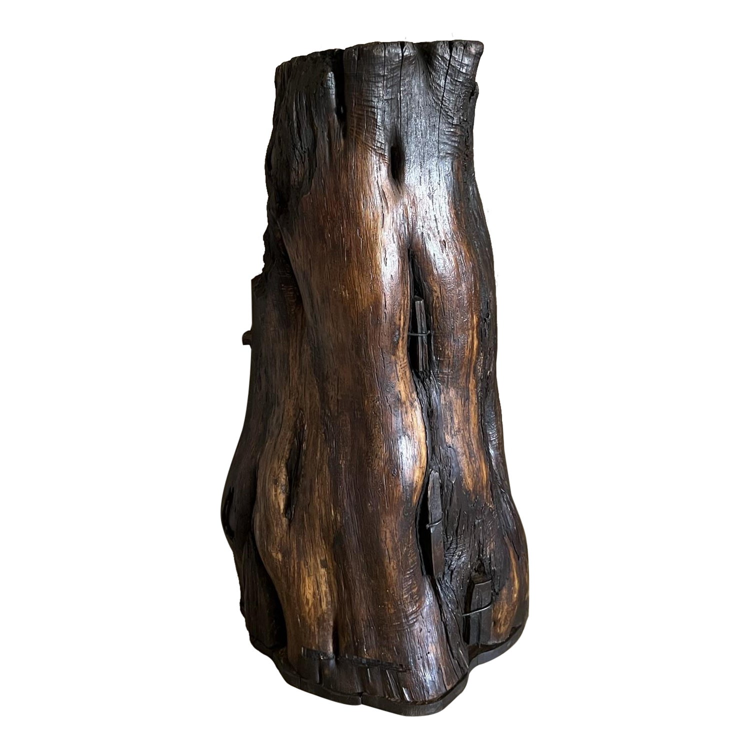 wooden root trough planter For Sale