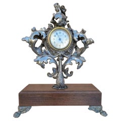 Antique Art Deco Sculpted Silver New Haven Collectible Desk/Mantel Clock