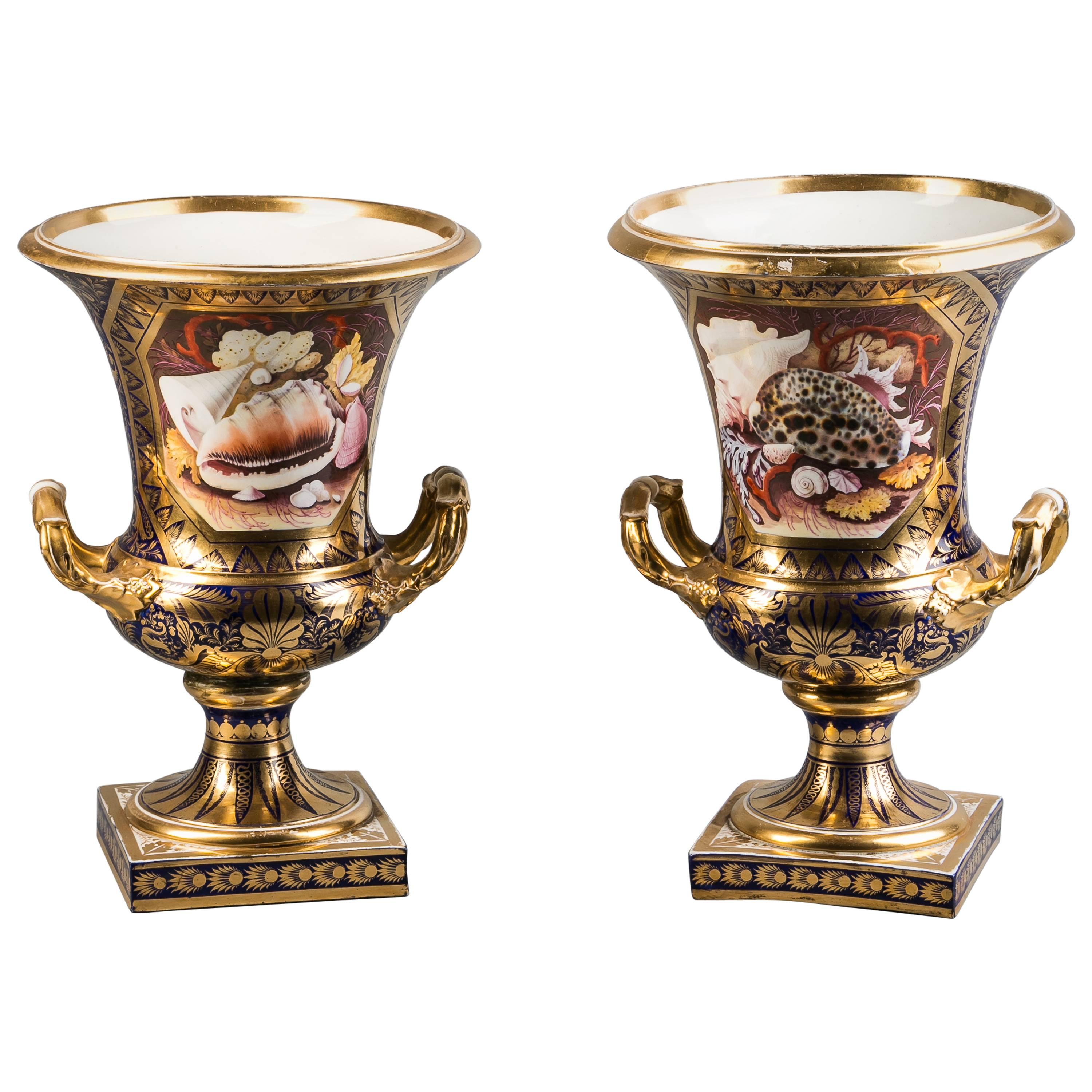 Pair of English Porcelain Vases, Derby, circa 1820 For Sale