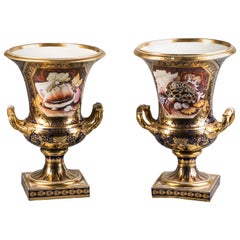 Antique Pair of English Porcelain Vases, Derby, circa 1820