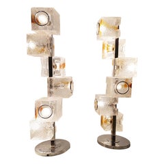 Pair of glass cube floor lamps by toni Zuccheri for VeArt, 1970s 