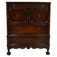 1940's Tall Dresser By Berkey & Gay Furniture With Amazing Carved Wood Detail