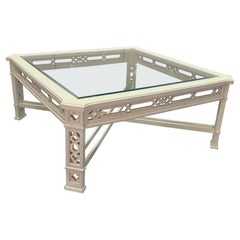 Ornate Carved Wood Fretwork Coffee Table by Thomasville