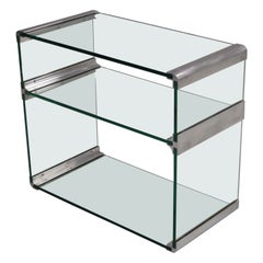 1970's Pace Collection 3 Tier Glass And Aluminum Console
