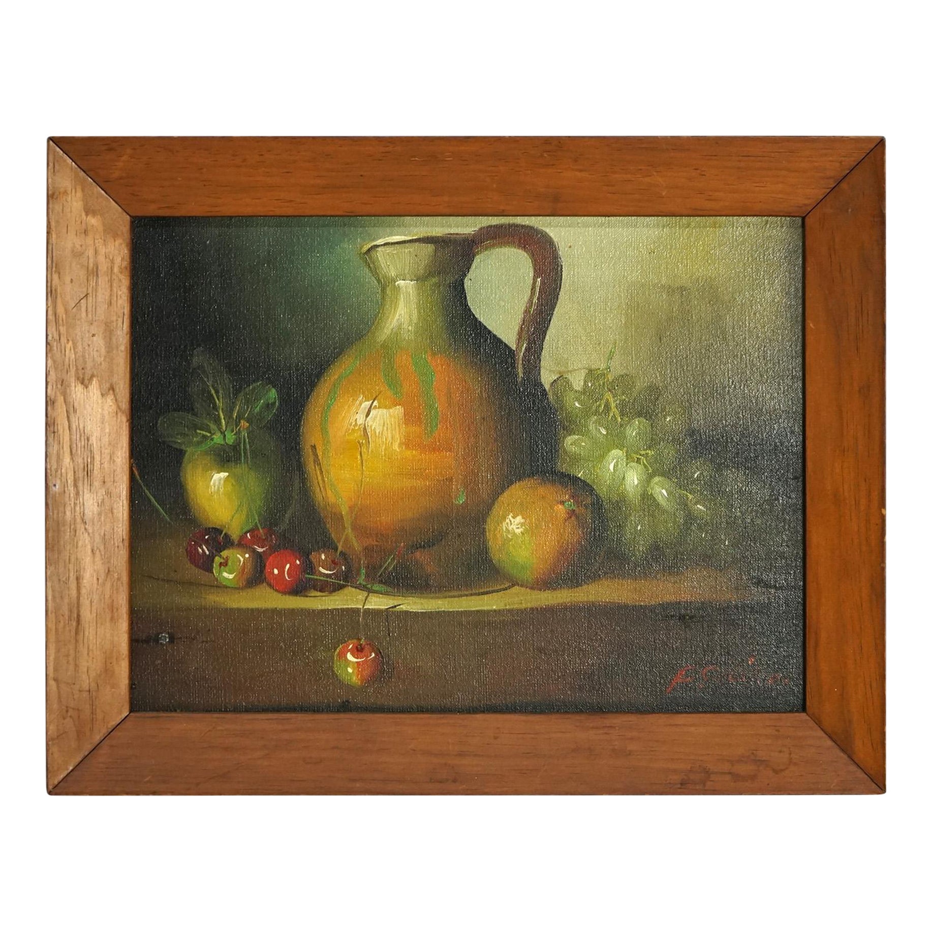 Antique Italian Oil Painting, Fruit Still Life, c1930, Artist Signed For Sale