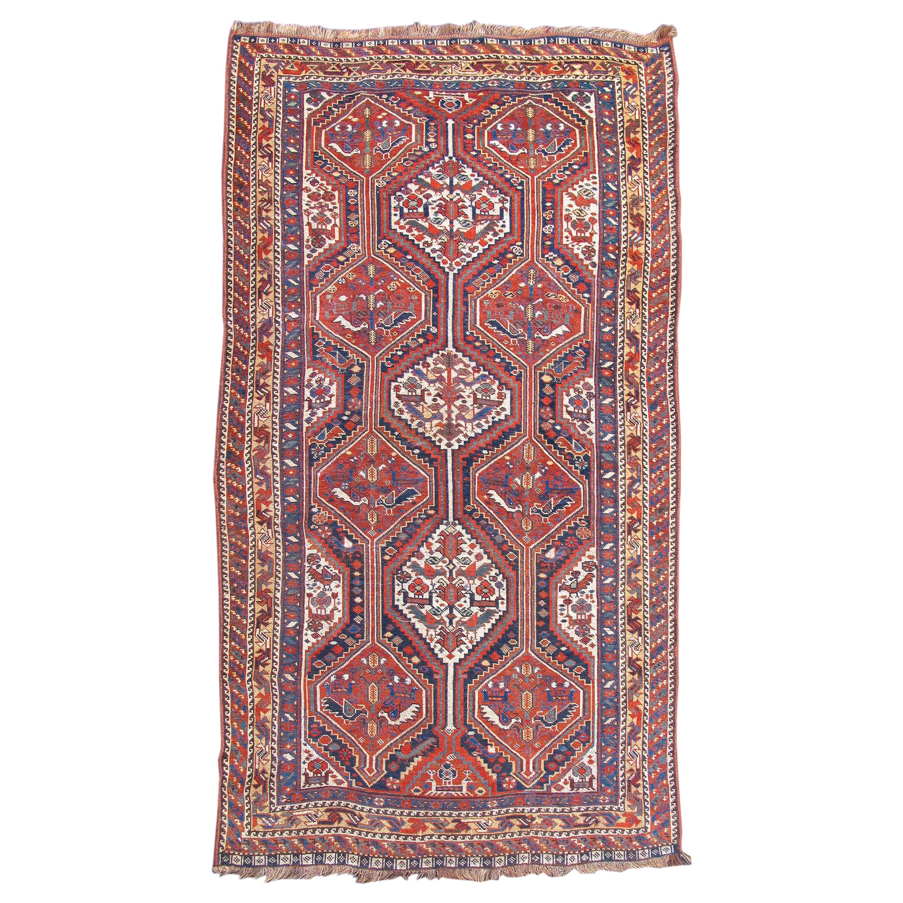 Antique Khamseh tribal rug of bird medallion design. Circa 1900. For ...